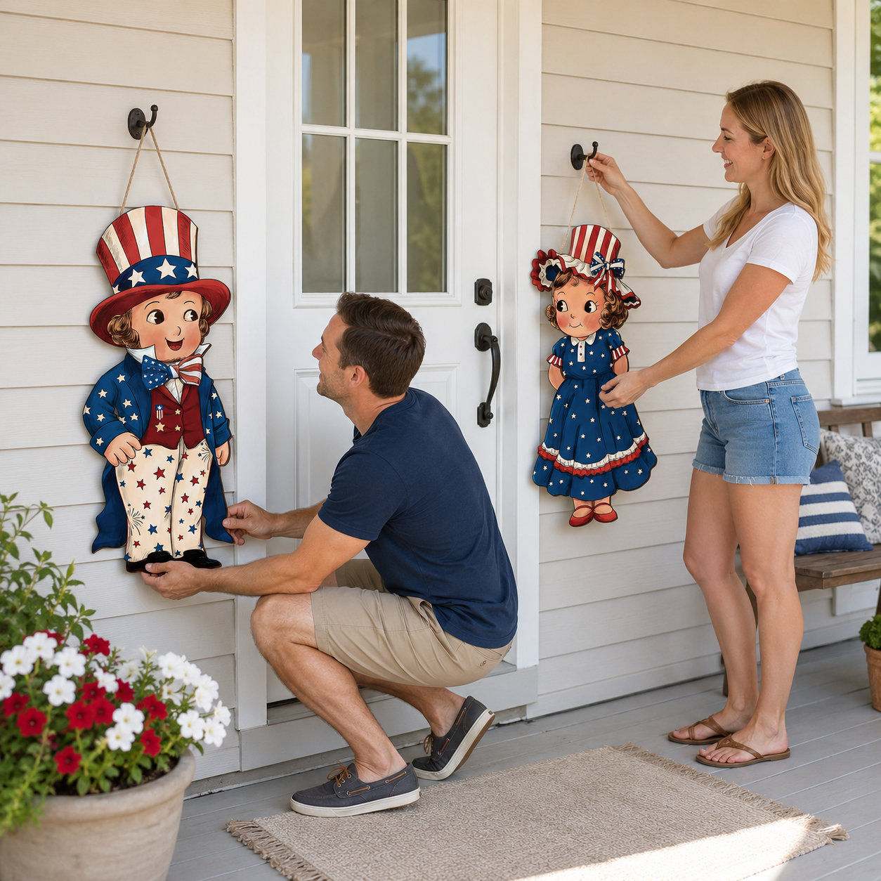 🔥Hot Sale 49% off🌟Patriotic Wooden Hanging Door Signs