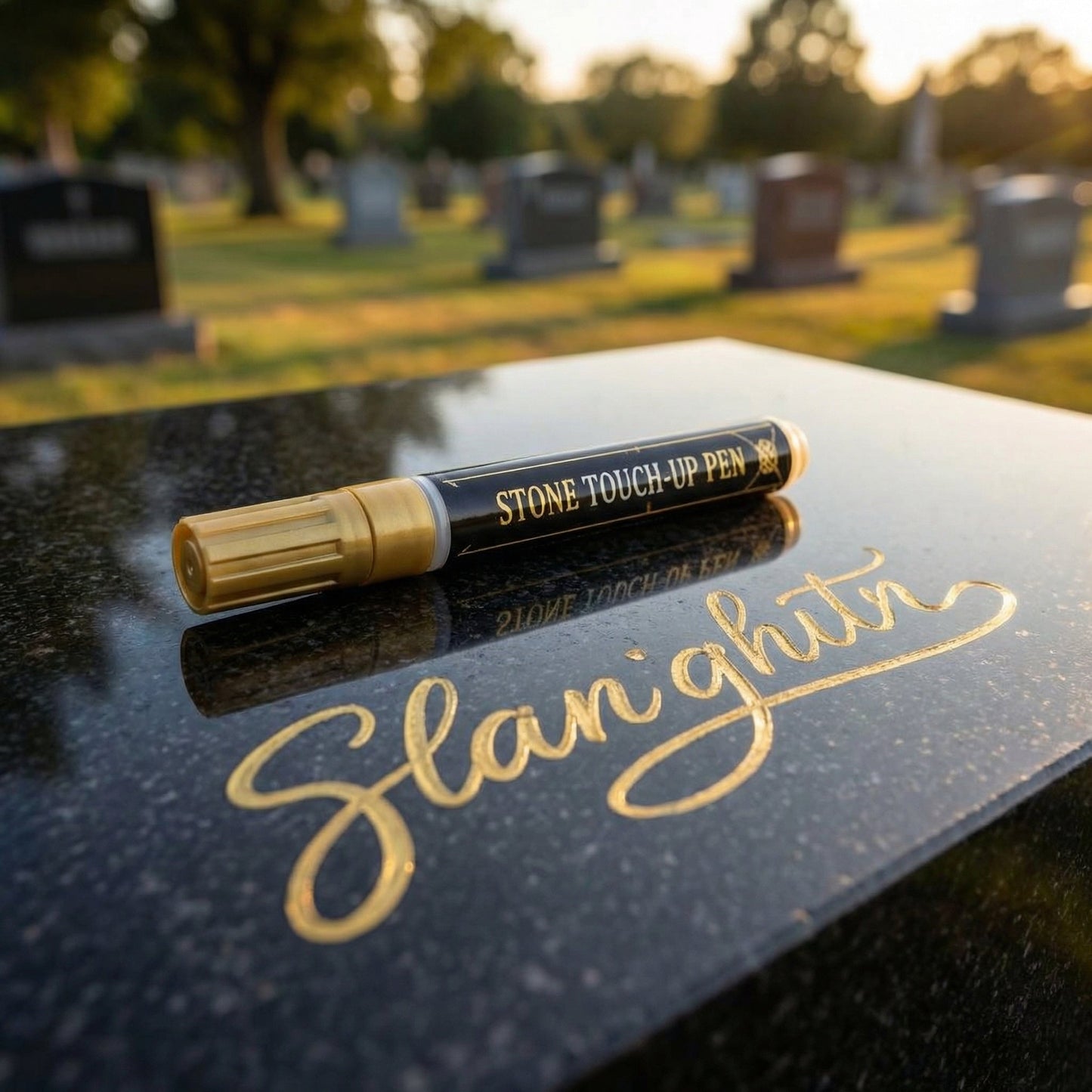 Golden Tombstone Marker Pen for Restoring Faded Grave Inscriptions✍️
