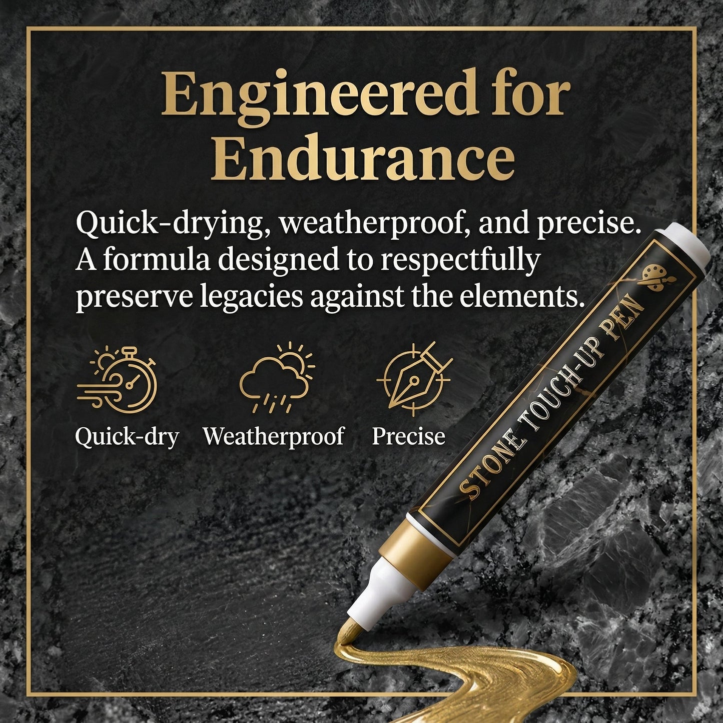Golden Tombstone Marker Pen for Restoring Faded Grave Inscriptions✍️