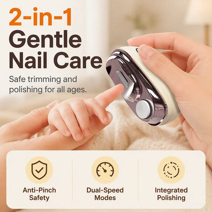 🔥Last Day 50% OFF -✂️ 2-in-1 Smart Electric Nail Clipper & Polisher – Anti-Pinch Safety & LED Light 💅