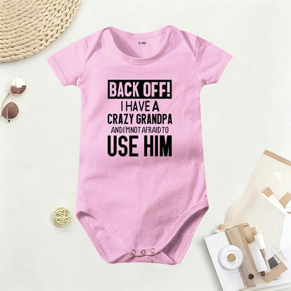 🔥Hot Sale 49% off🌟👶 Back Off! I Have a Crazy Grandpa Cute Cotton Baby Bodysuit(💥Buy 3 Get 1 Free 🛒Free Shipping)