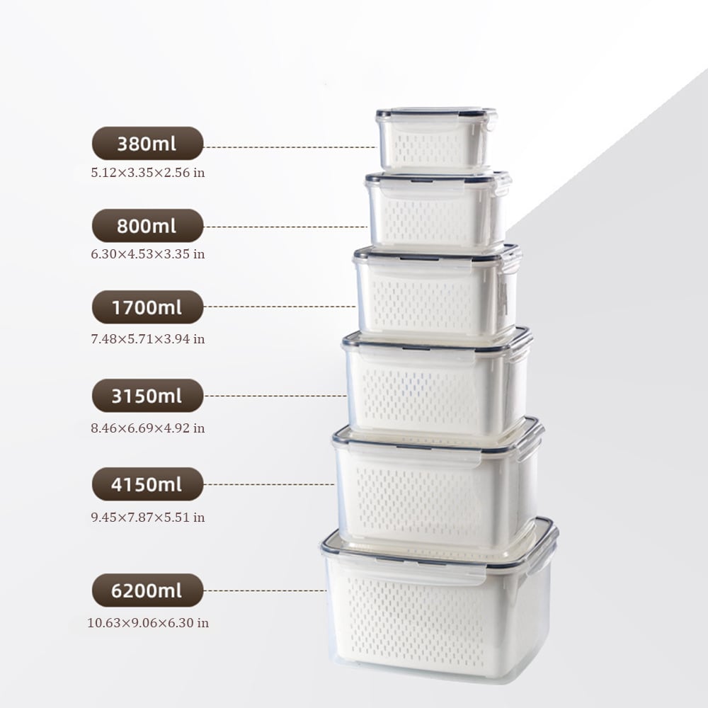🥬 Fruit & Vegetable Storage Containers with Drain Baskets