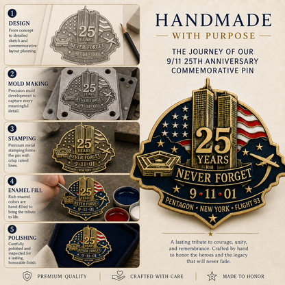 🕯️ 9/11 "New York • Pentagon • Flight 93" 25th Anniversary Remembrance Pin
