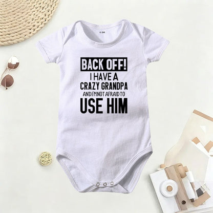 🔥Hot Sale 49% off🌟👶 Back Off! I Have a Crazy Grandpa Cute Cotton Baby Bodysuit(💥Buy 3 Get 1 Free 🛒Free Shipping)
