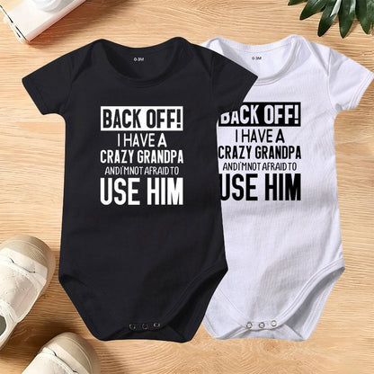 🔥Hot Sale 49% off🌟👶 Back Off! I Have a Crazy Grandpa Cute Cotton Baby Bodysuit(💥Buy 3 Get 1 Free 🛒Free Shipping)