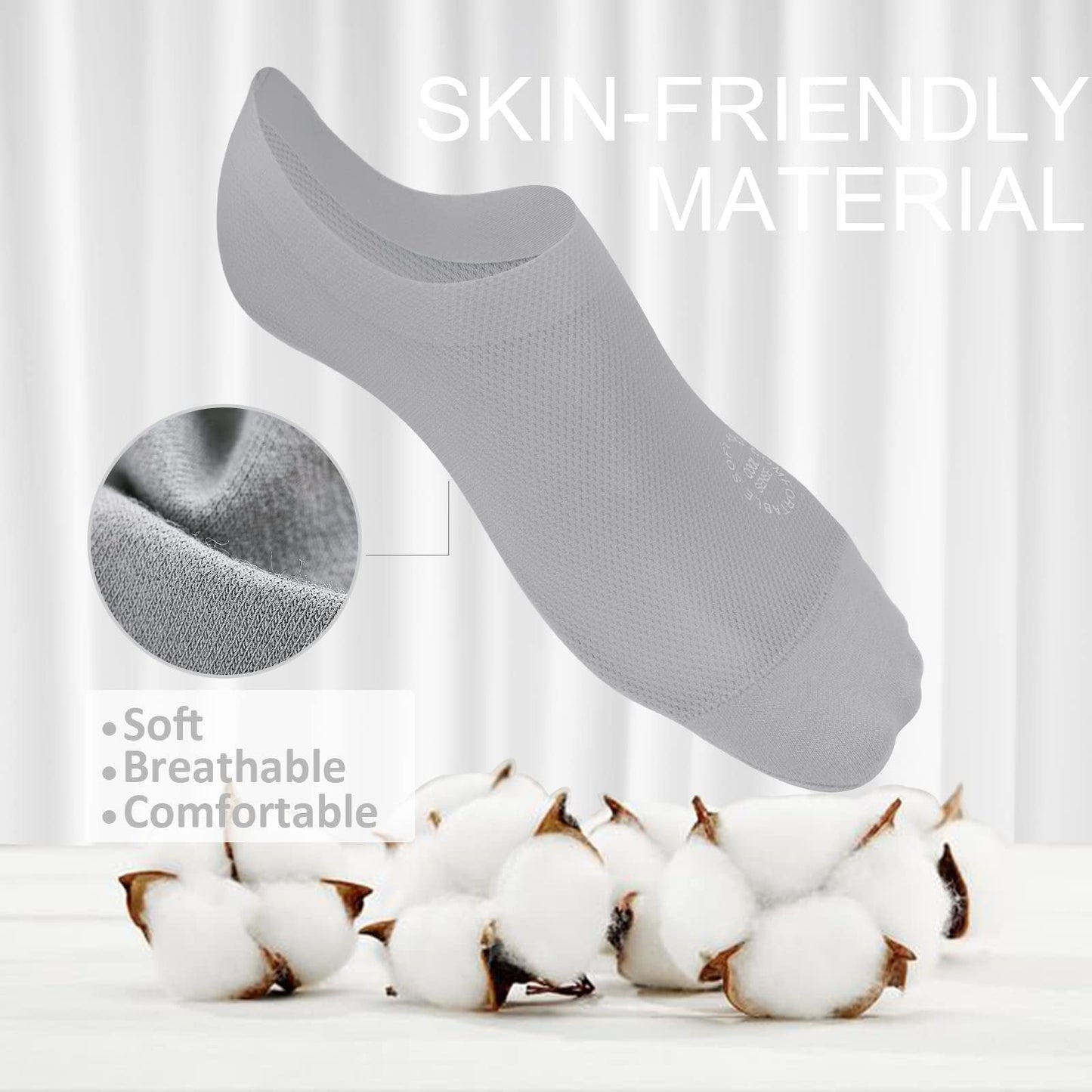 🔥 6-Pair Invisible Grip Socks Pack 🧦 – Breathable Low-Cut Anti-Slip Sweat-Absorbing Design