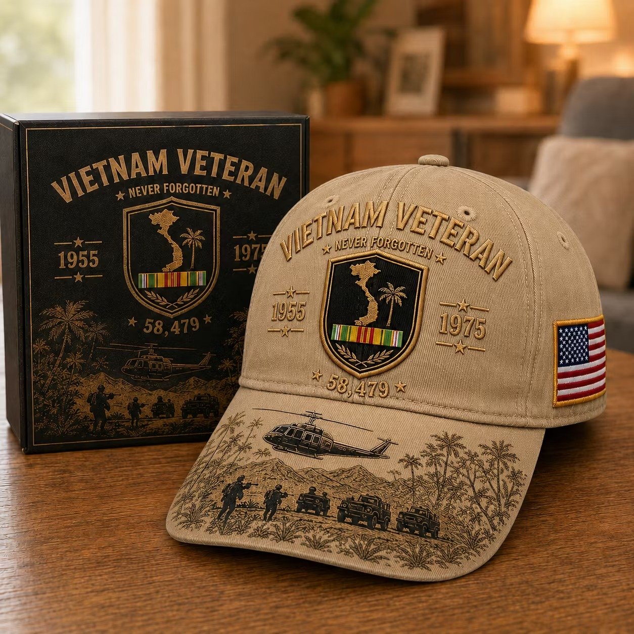 Vietnam Veteran Never Forgotten 1955–1975 Commemorative Cap 🇺🇸