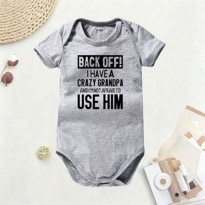 🔥Hot Sale 49% off🌟👶 Back Off! I Have a Crazy Grandpa Cute Cotton Baby Bodysuit(💥Buy 3 Get 1 Free 🛒Free Shipping)
