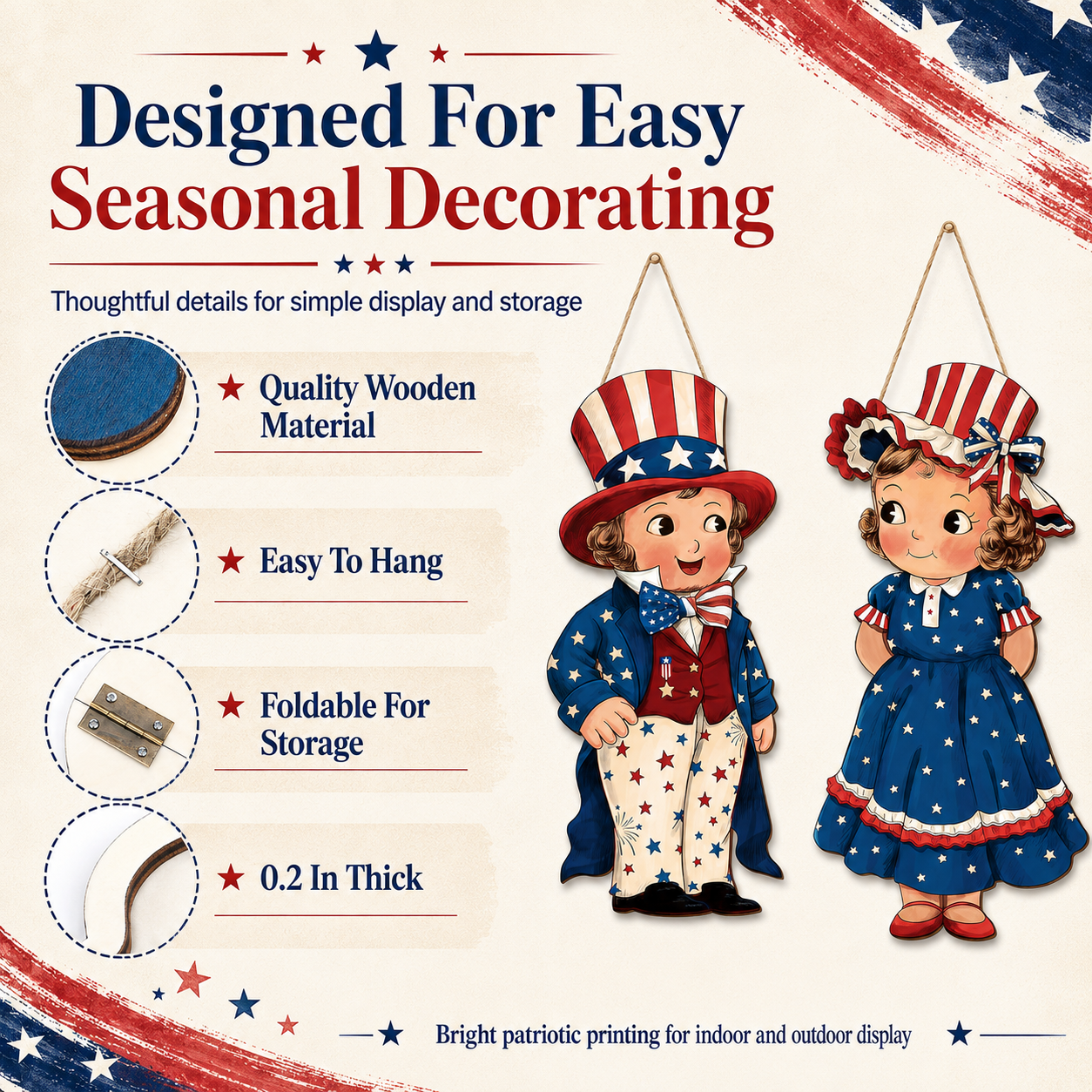 🔥Hot Sale 49% off🌟Patriotic Wooden Hanging Door Signs