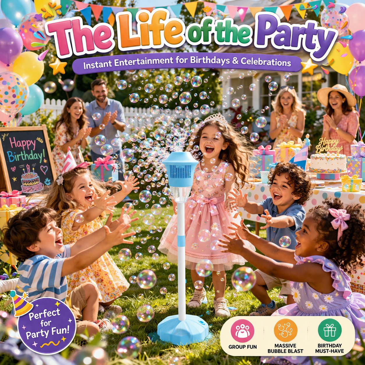 ✨ One-Button Bubble Machine – LED Lights. Day & Night Fun. for Kids & Parties ☃