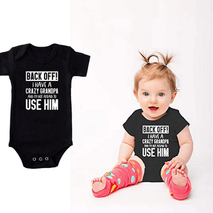🔥Hot Sale 49% off🌟👶 Back Off! I Have a Crazy Grandpa Cute Cotton Baby Bodysuit(💥Buy 3 Get 1 Free 🛒Free Shipping)