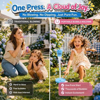 ✨ One-Button Bubble Machine – LED Lights. Day & Night Fun. for Kids & Parties ☃