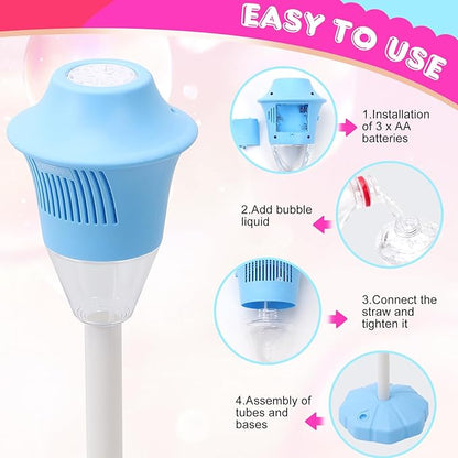 ✨ One-Button Bubble Machine – LED Lights. Day & Night Fun. for Kids & Parties ☃